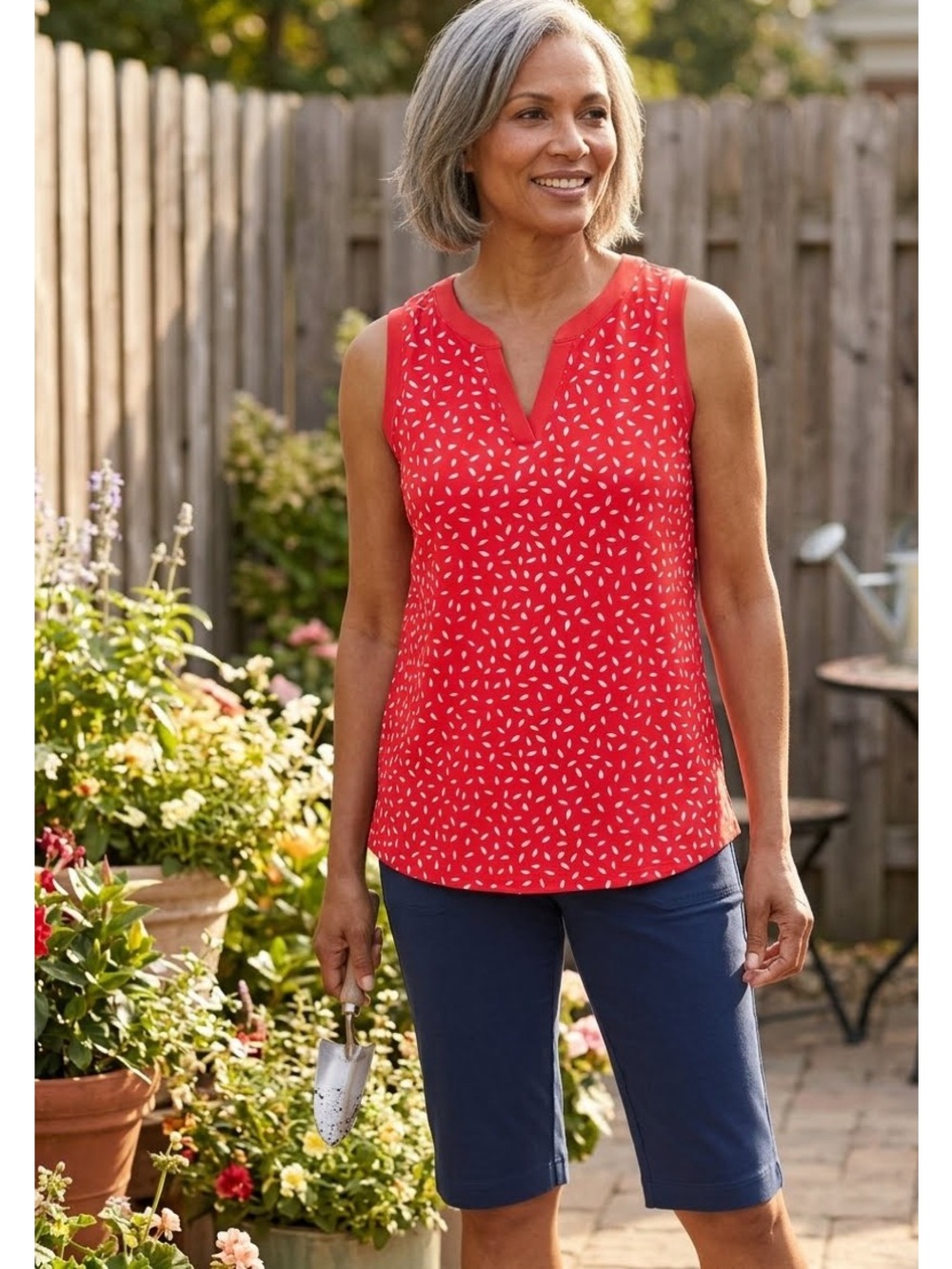 Chico’s Zenergy Flame Scarlet UPF Neema V Neck Tank Size L Performance